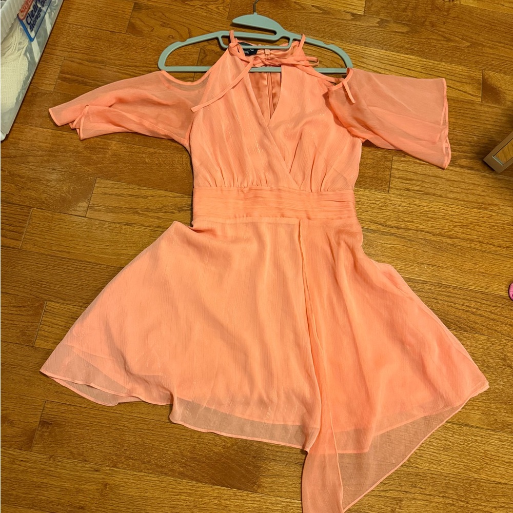 Bebe Vibrant Coral Dress size 2 with shine detail